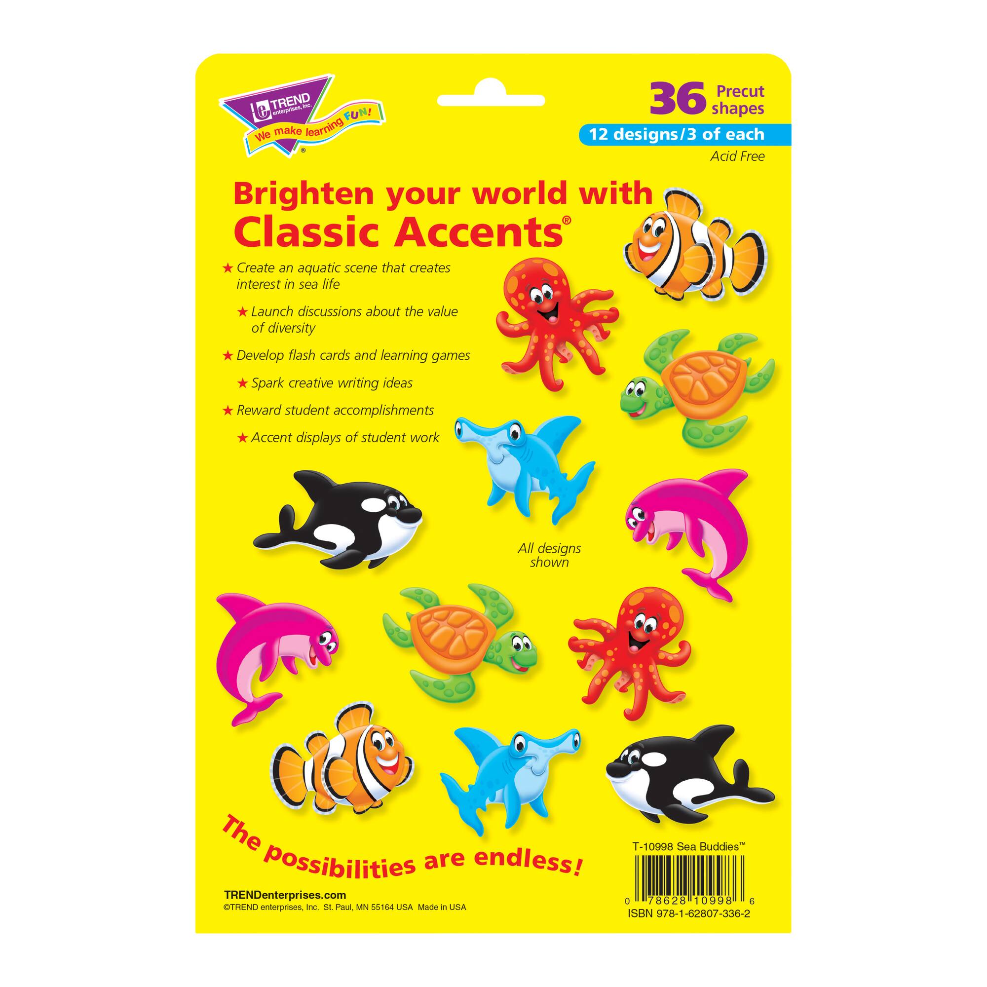 Trend Classic Accents® Sea Buddies™ Variety Pack, 3 Packs of 36